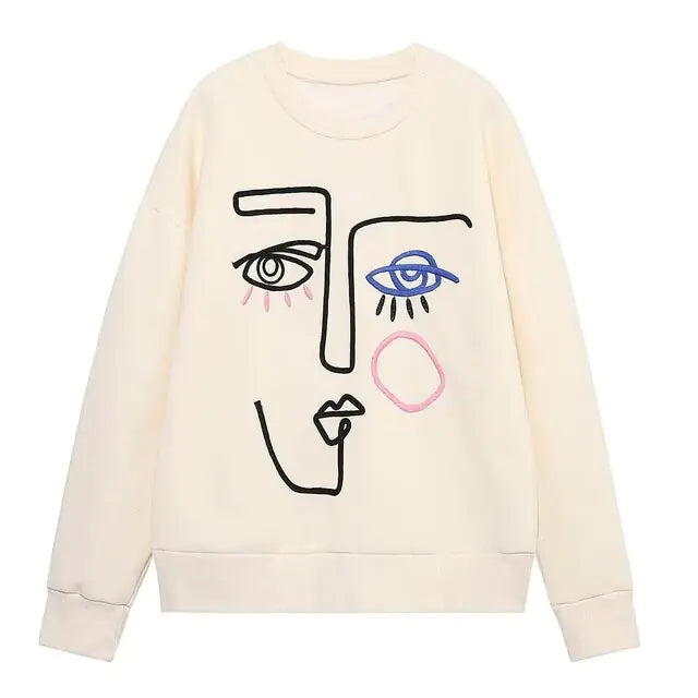 Women Fashion Printing Basic Sweatshirts