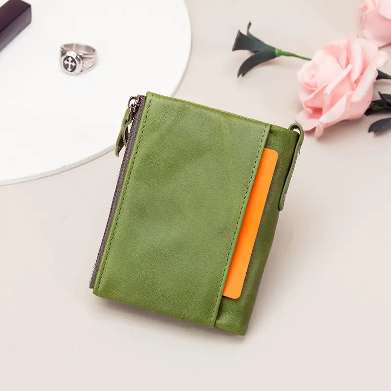 Genuine Leather Wallets for Women Short Bifold Fashion Women Bag