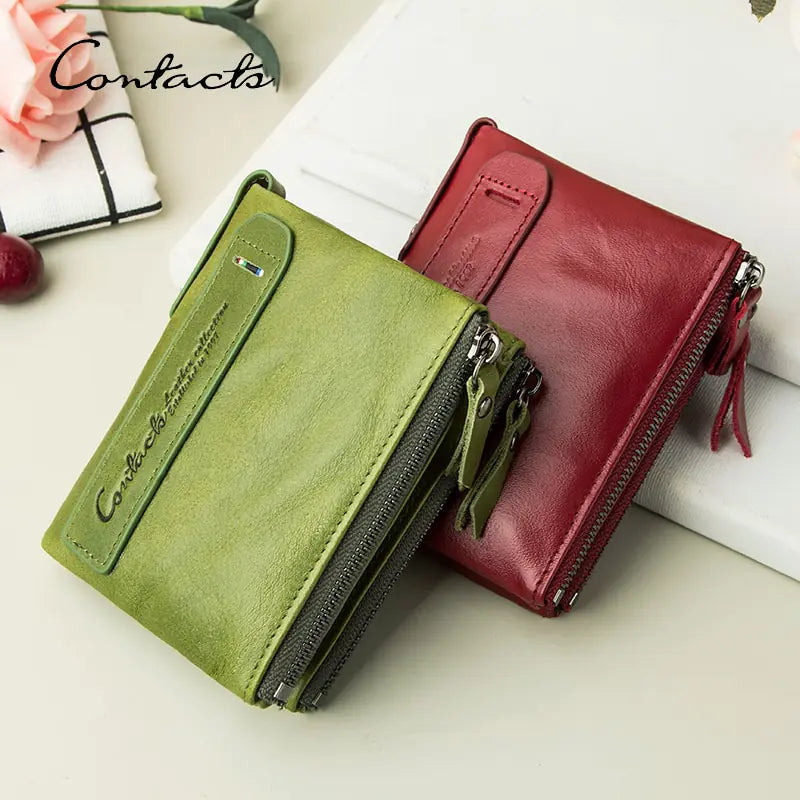 Genuine Leather Wallets for Women Short Bifold Fashion Women Bag