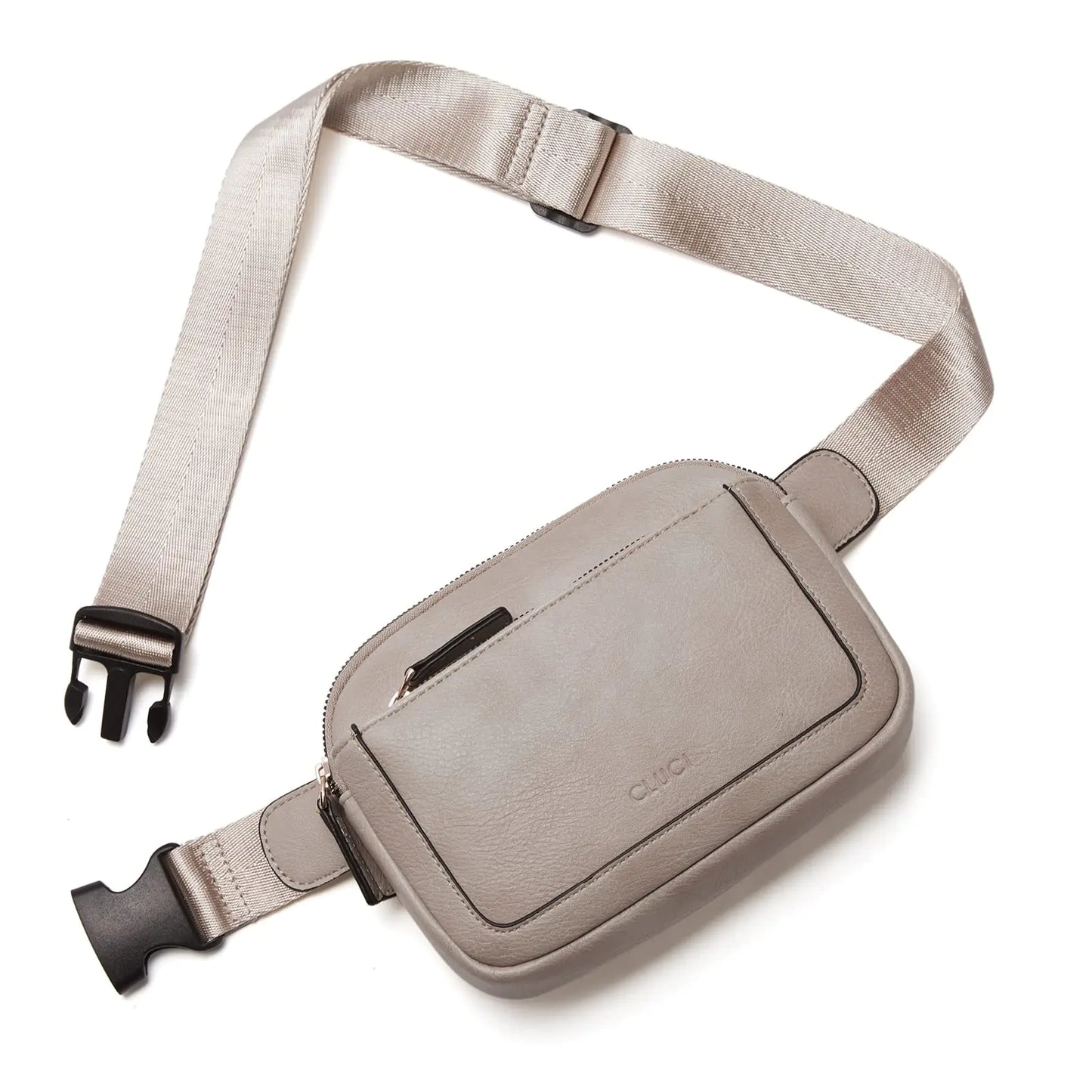 CLUCI Belt Bag for Women, Mini Everywhere Crossbody Waist Bag Adjustable Strap, Vegan Leather Women's Fanny Pack Grey