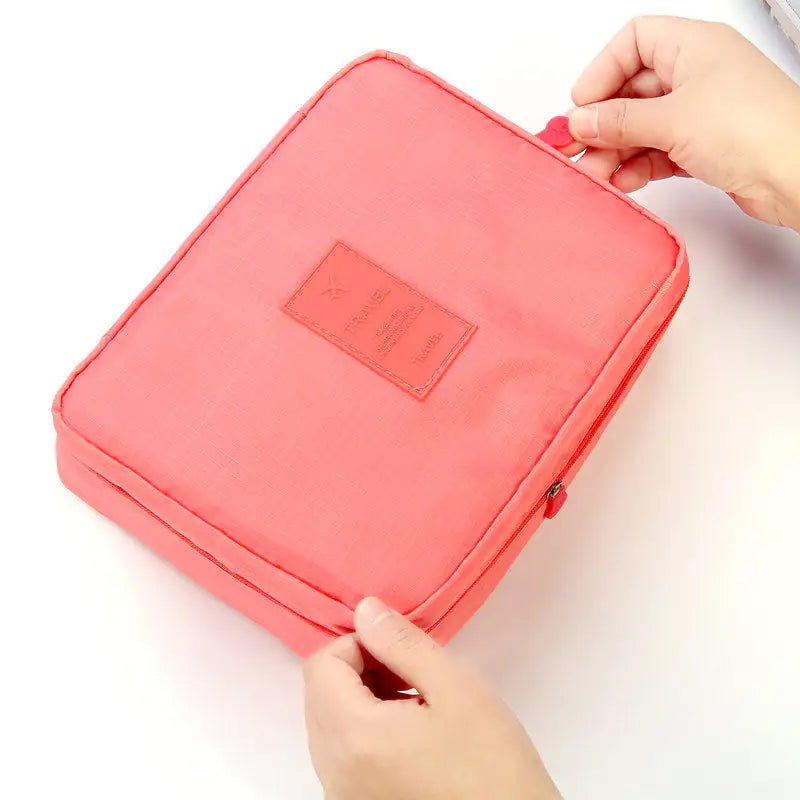 Portable Cosmetic Bag Waterproof Divider Multi-grid Pockets Toiletry Bags Travel Storage Handbags Women Make Up Bag